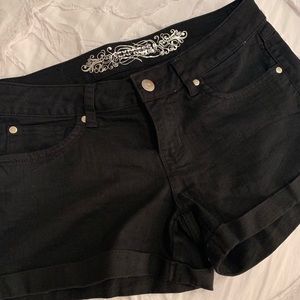 Express Jeans black denim shorts Sz 4
